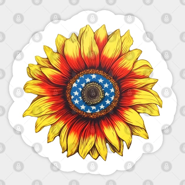 4th of July Sunflower #2 Sticker by Chromatic Fusion Studio